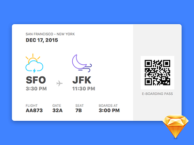 E-Boarding Pass app boarding pass download flat freebie interface resource sketch travel ui weather