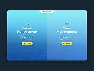 Oceanic Split Landing Page boat crew design landing luxury management page split ui vessels