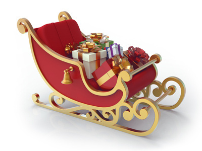 Free Santa Sleigh 3D Render 3d christmas free free santa sleigh gift holiday illustration red render santa sleigh xmas
