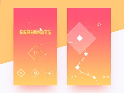 Germinate app dream game homepage orange pink ui ux