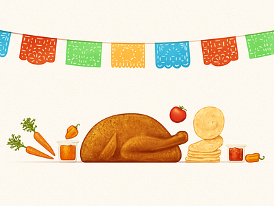 Turqueria Illustrations flags food habanero holiday illustration menu mexican salsa thanksgiving tomato tortilla turkey