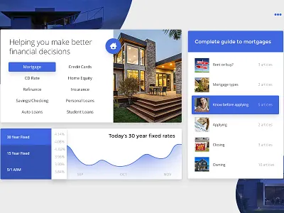 Mortgage UI blue card homes mortgage rates ui
