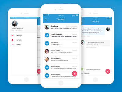 Messaging App chat communication flat material design messages mobile scheduling ui