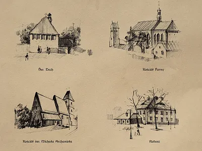 Hand drawing graphics for Polish museum freehand drawing illustration paper pencil drawing pencilling