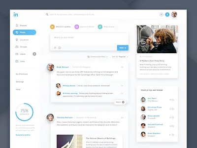 Linkedin Redesign article business dashboard diffuse flat linkedin network post progress