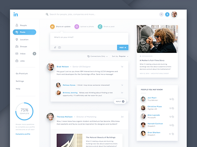 Linkedin Redesign article business dashboard diffuse flat linkedin network post progress