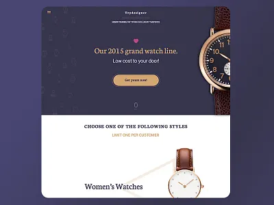 Trydesigner Landing dark fashion sketch trendy ui ux flat watches webdesign