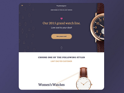 Trydesigner Landing dark fashion sketch trendy ui ux flat watches webdesign