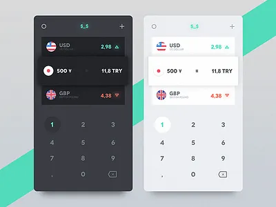 Kurr convert currency dark ios ipone light ui ux