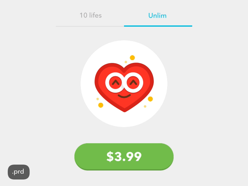 Unlimited lives [Principle Freebie] .prd animation arrow freebie game glasses heart icon interaction life lives principle