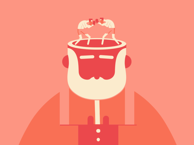 Inner conflict makes me tired boxing character animation conflict editorial illustration