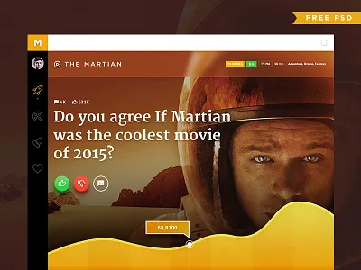Movie Poll Concept Free PSD bootstrap clean dashboard concept free psd freebies graph movie poll orange the martian typography