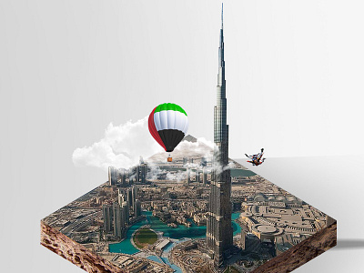 44 th Uae Nationalday Poster airbaloon burjkhalifa day dubai hotbaloon isometric manipulation map national nationalday poster uae
