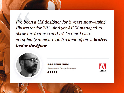 AIUX ❤️'s Adobe acumin adobe aiux animation astronaut bookmania course illustrator landing quote responsive testimonial