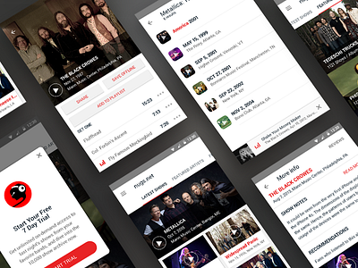 nugs.net android app home list material design mobile music player pop up start uiux user interface