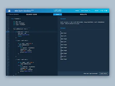 IBM Swift Sandbox code code editor ibm linux repl sandbox swift swiftlang ui theme