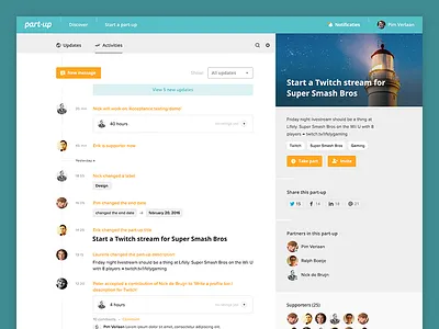 Project Updates social stream / feed feed part up project social stream ui updates ux web