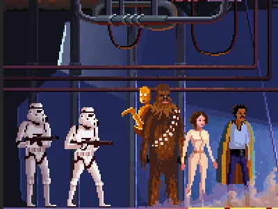 The Empire Strikes Back c3po chewbacca darth vader han solo pixel art pixelart star wars starwars storm troopers
