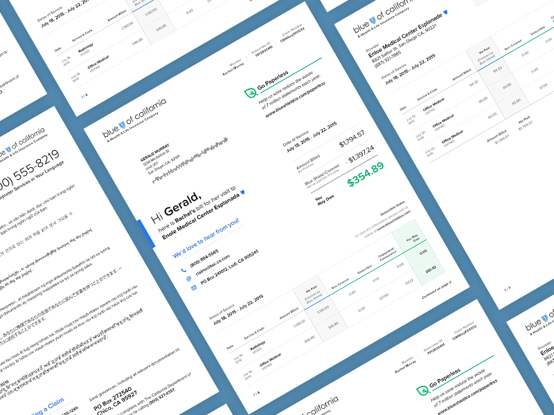 Explanation of Benefits benefits blue shield colors creative design eob healthcare medical print typography