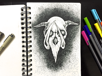 Pen Sketch art design doodle dots drawing illustration paper pen pencil photo sketch skull