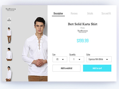 E Commerce clean clothing dress e commerce neat shopping simple ui van heusen web