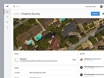Commercial drone cloud app activity app cloud drones nav side status uav web