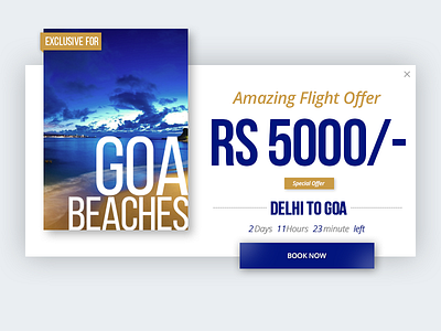 Pop-Up for travel website beach flight offers. popup travel website