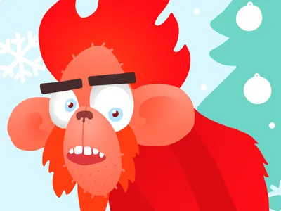 Fire Monkey 2016 2016 fire happy monkey new year red snow snowflake tree