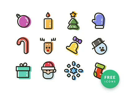 New Year Icons Set christmas flat free freebie holiday icons illustration line new year odessa set vector