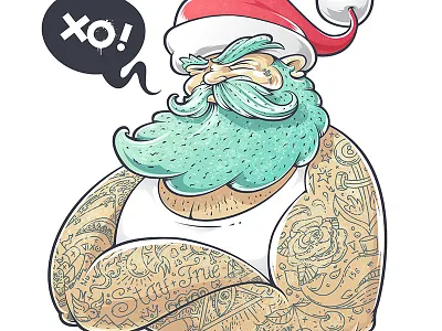 Hipsta Claus art character christmas dude hipsmas hipster holidays modern santa tattoos vecster vector