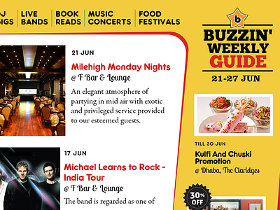 Buzzin' Weekly Guide artists buzzintown event flier flyer india posters print