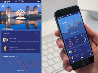 iBANK and banking app app design investment payment stock ui ux