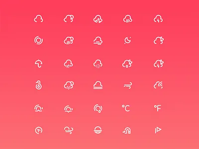 Weather Icons Set flat glyphs icons illustration ios stroke vector weather