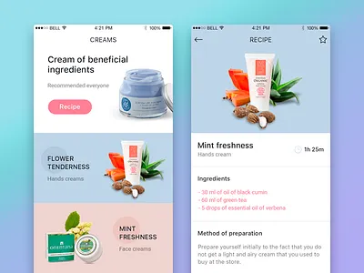 Recipes of creams app app clean cream flat ios odessa recipe simple ui ukraine ux
