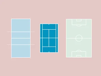 Courts of Sports II court icon illustration illustrator pastel soccer sport vector volleyball