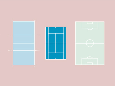 Courts of Sports II court icon illustration illustrator pastel soccer sport vector volleyball