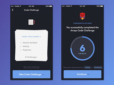 Swifty Code Challenges app challenge code code challenges gameification ios points swift swifty ui