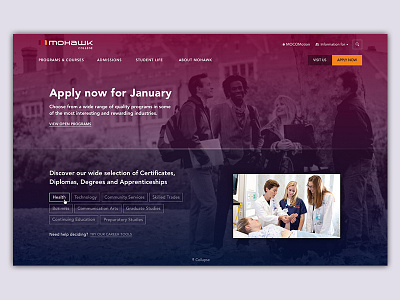 Hero banner categories college education gradient hero homepage navigation overlay ui ux website
