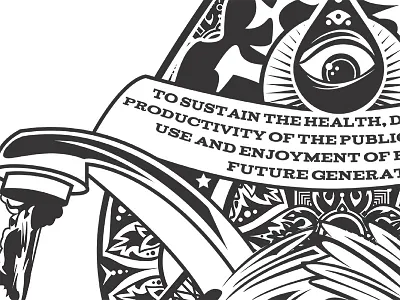 A Drop in the Bucket black and white drop environment frack illustration jackson hole oil old faithful political symbol vector wyoming