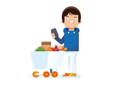Shopping cart character flat illustration illustrator toptal vector waldek