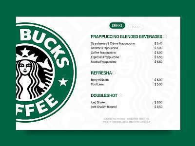 Day 093 - Price List beverages coffee daily doubleshot drinks food interface list menu price star bucks ui