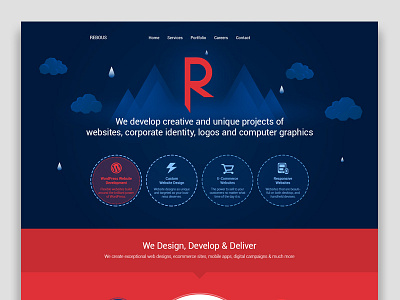 Rebous clean dark design flat icons illustration landing page material ui ux web