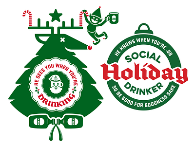 Holiday Mugs candy cane christmas elf holiday liquor mug ornament reindeer rudolph santa tree wreath