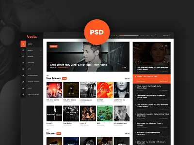 Beatz - Online Music Concept app beats concept design free kit music online player psd ui ux