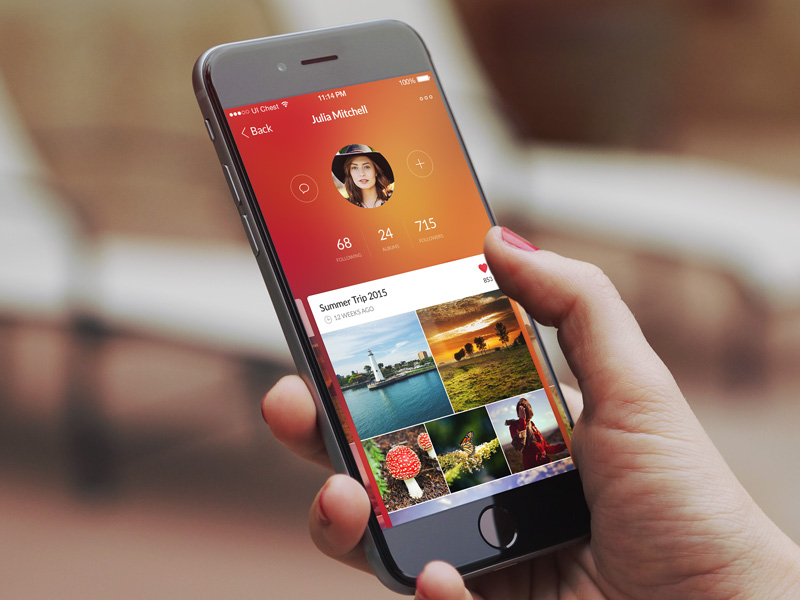 Chameleon UI Kit: Profile 2 app free freebie ios iphone mobile profile psd social ui ui kit user interface