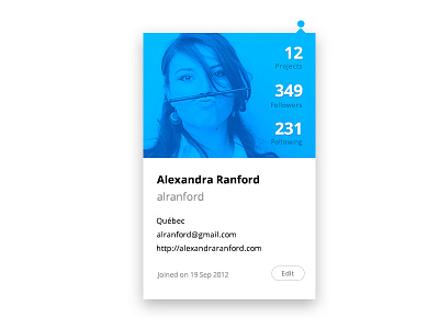 User Profil - Day 006 #DailyUi blue dailyui followers light shadow ui user profil