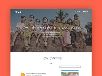 WITH - Landing button charity hamburger landing login ong product widget