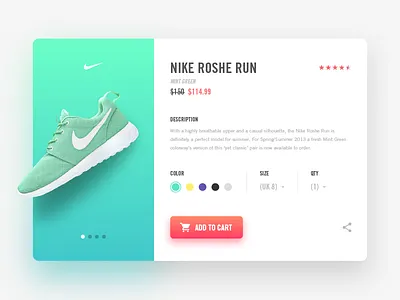 Nike Product Page clean flat green minimal minimalism nike ui ux web white