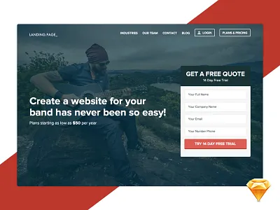 Landing Page - Daily UI 003 conversion dailyui form lead generation minimal music sketch file web landing page webdesign website