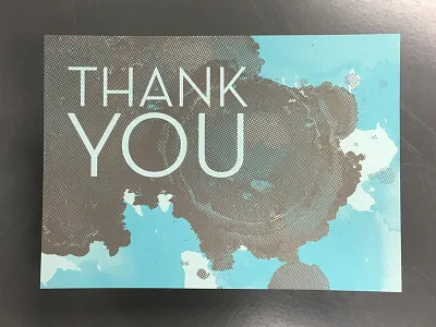 Screenprint Thank you halftone inking screenprint stationery texture